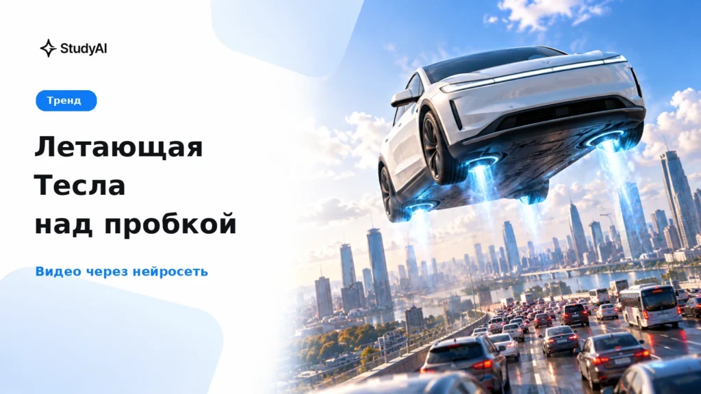 Летающая Тесла над пробкой: как сделать видео через нейросеть