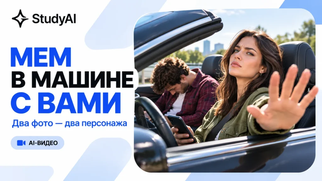 Мем с девушкой за рулем и парнем в машине: как сделать видео со своим лицом