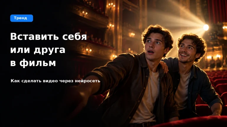 Два вымышленных друга в кинозале: один протягивает руку к свету проектора